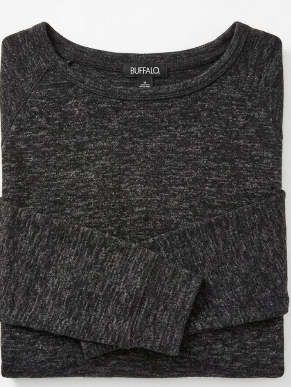 Buffalo David Bitton Dark Heather Charcoal Boatneck Sweater Sweatshirt